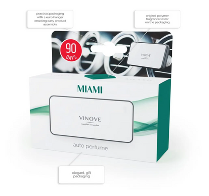 VINOVE V01-17-MIAMI-ORIGINAL Natural Car Air Freshener, Non-Stop Car Fragrance, Luxury Car Perfume - Ideal Formula as Auto Air Freshener Keeps Car Interior Refreshing