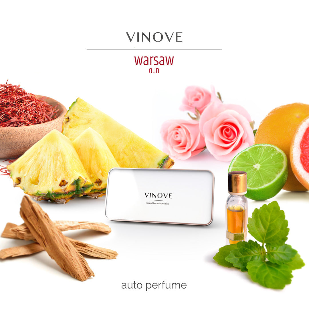 VINOVE V02-11-WARSAW-OUD Natural Car Air Freshener, Non-Stop Car Fragrance, Luxury Car Perfume - Ideal Formula as Auto Air Freshener Keeps Car Interior Refreshing