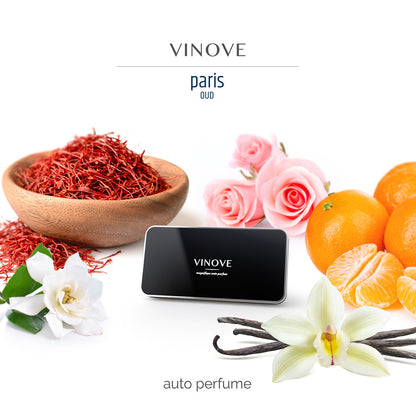 VINOVE V02-12-PARIS-OUD Natural Car Air Freshener, Non-Stop Car Fragrance, Luxury Car Perfume - Ideal Formula as Auto Air Freshener Keeps Car Interior Refreshing