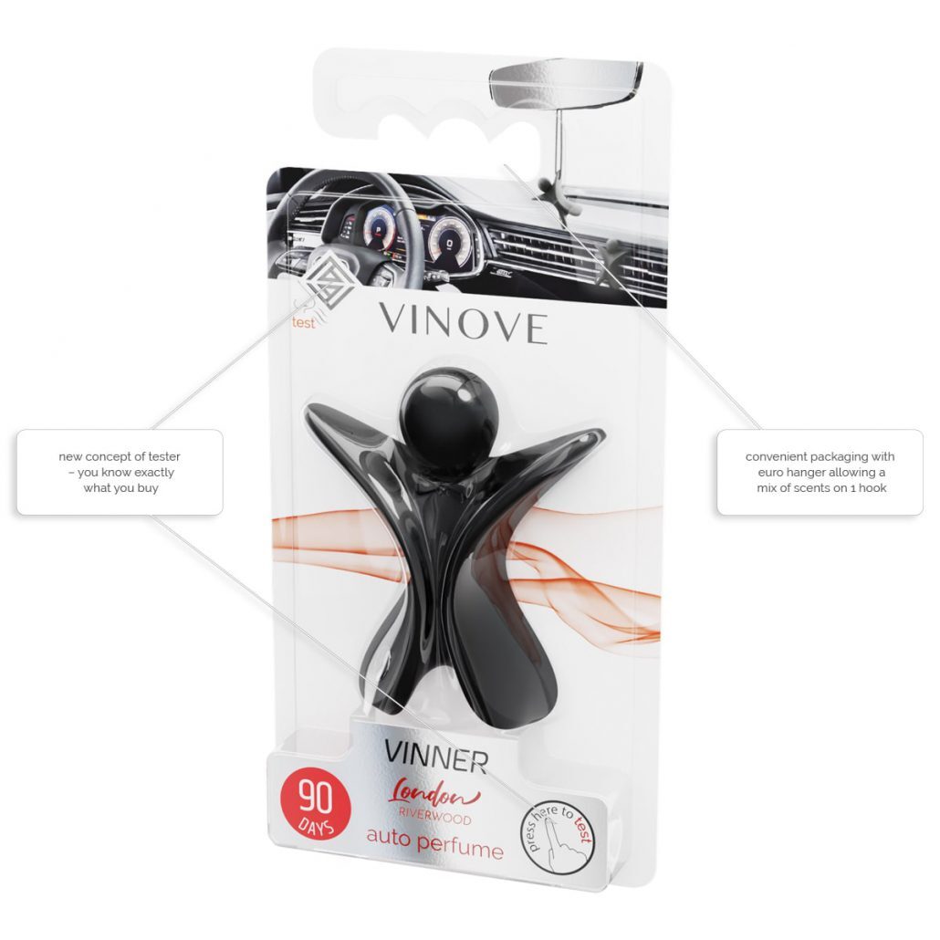 VINOVE V14-15-VINNER-LONDON Natural Car Air Freshener, Non-Stop Car Fragrance, Luxury Car Perfume - Ideal Formula as Auto Air Freshener Keeps Car Interior Refreshing